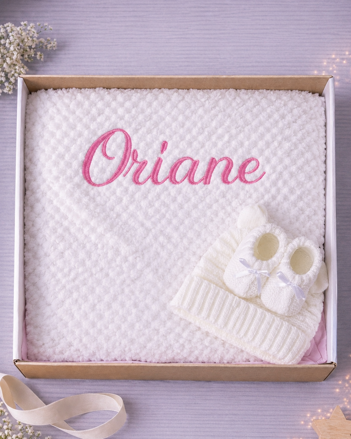 White Personalised New Baby Gift Box