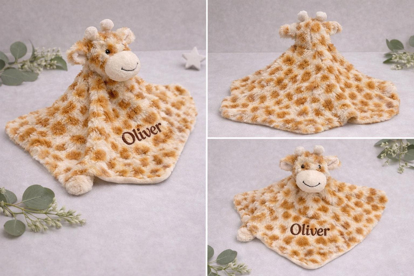 Personalised Giraffe Comforter – Custom Baby Security Blanket