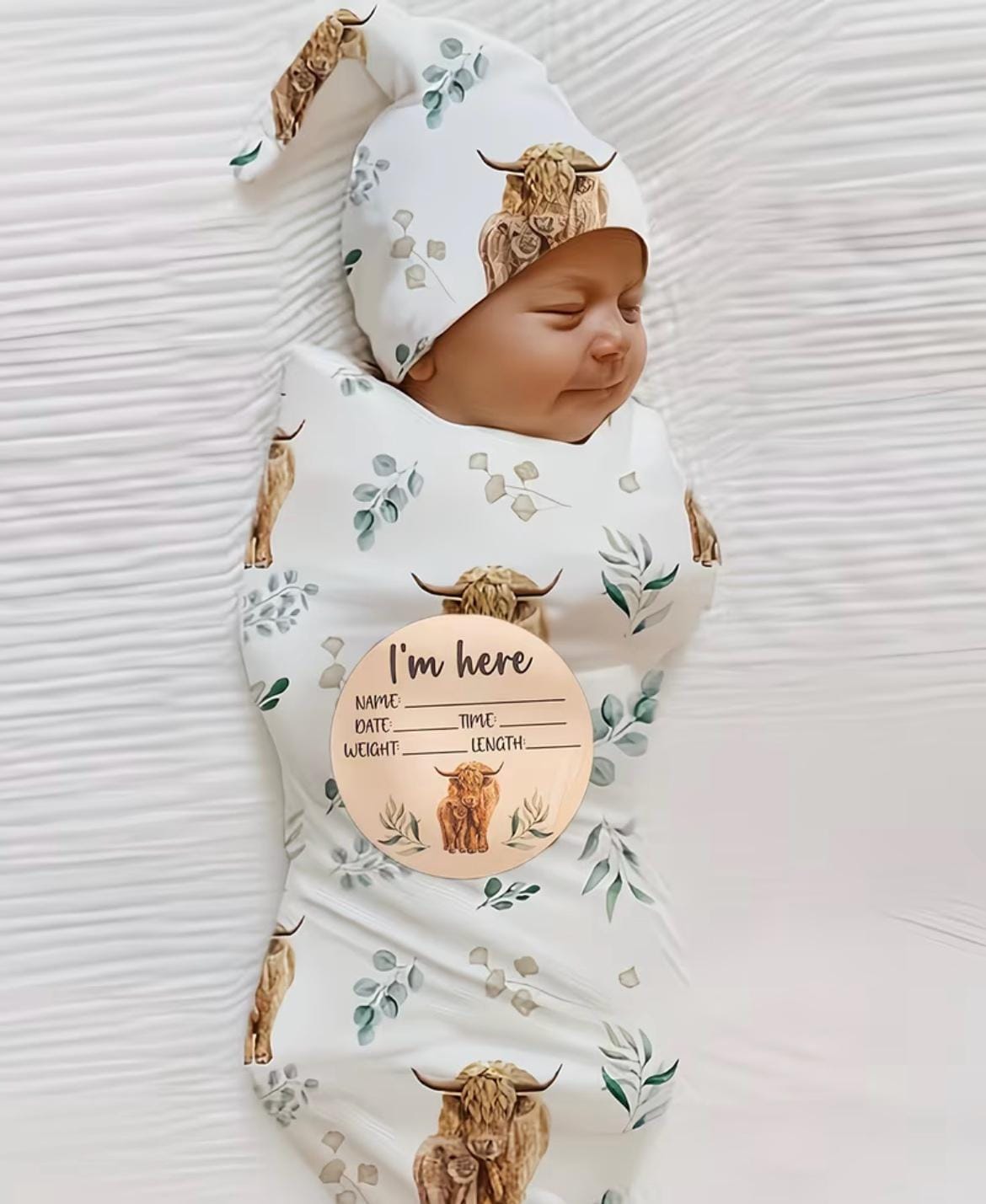 Personalised Highland Cow Baby Gift Set