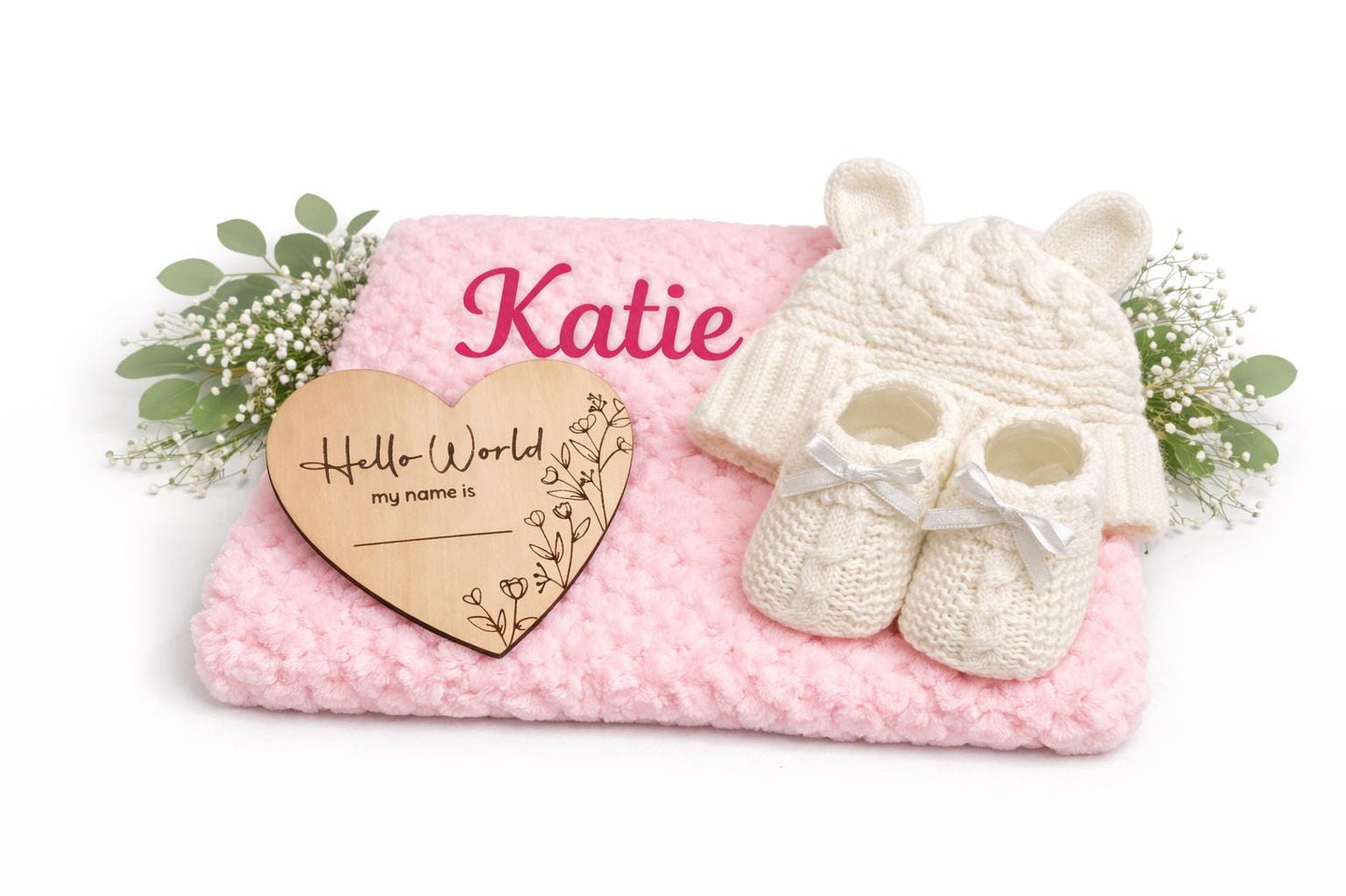 Pink Personalised Baby gift Set