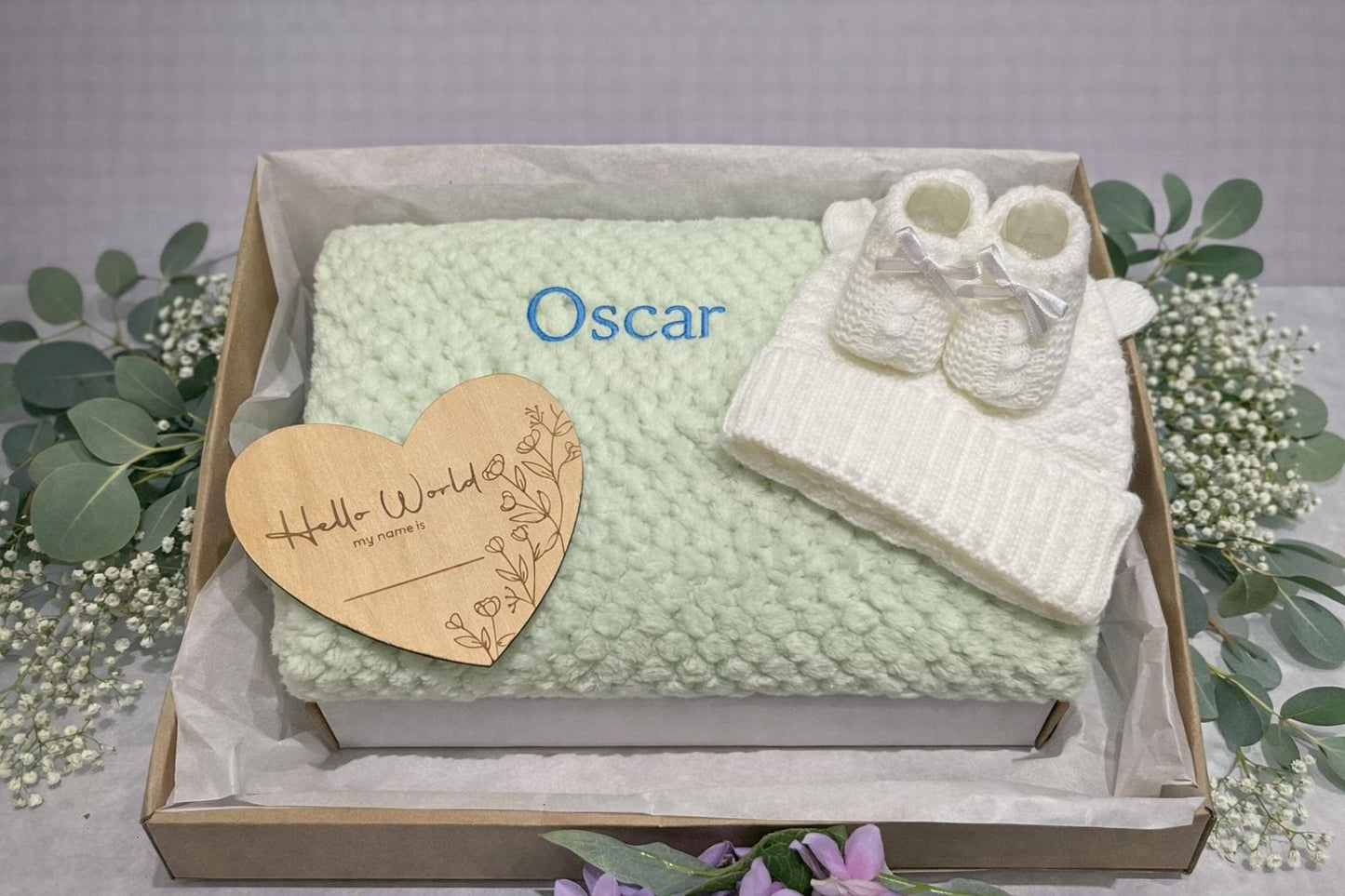 Green Personalised baby gift set