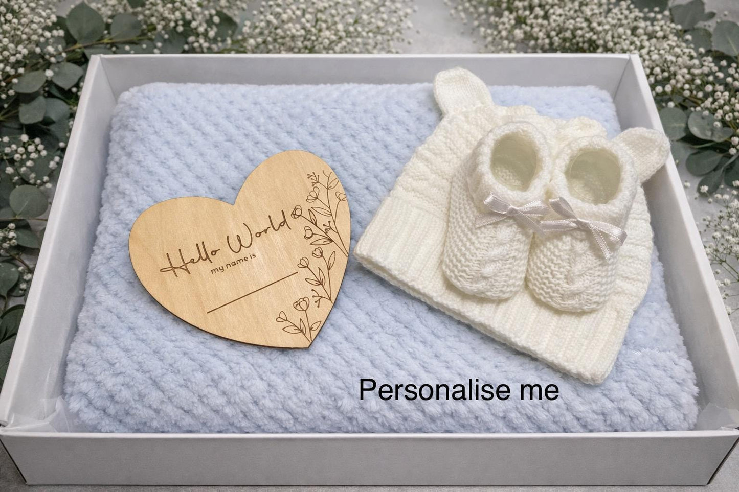 Blue Personalised New Baby Gift Set