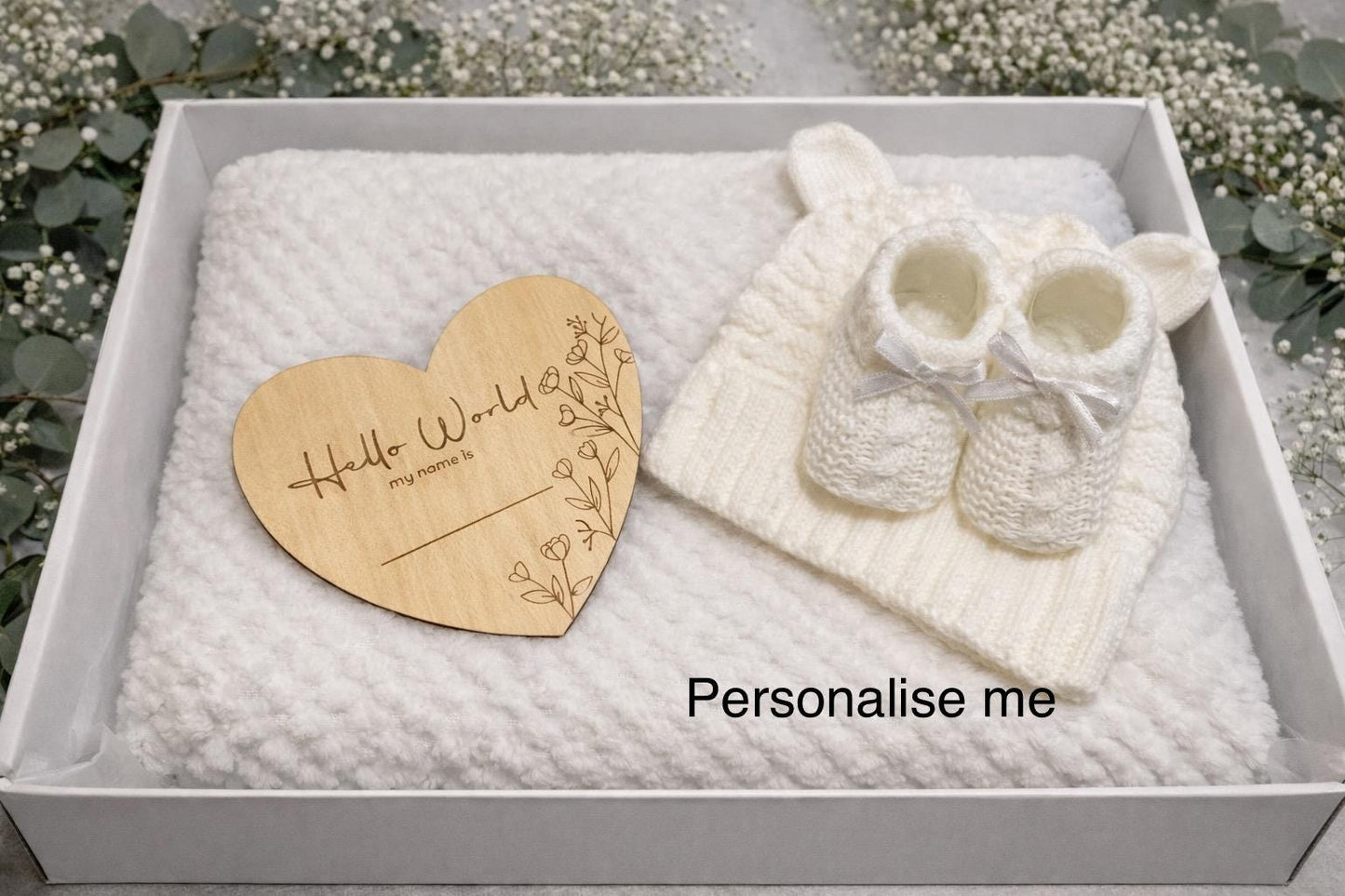 White Personalised New Baby Gift Box