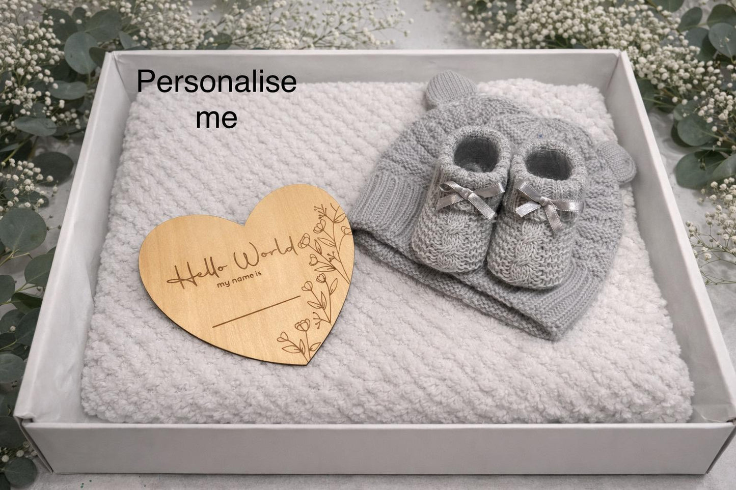 Personalised New Baby Grey Gift Set
