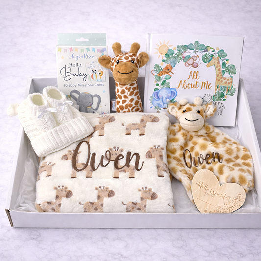 Personalised Giraffe Baby Gift Box