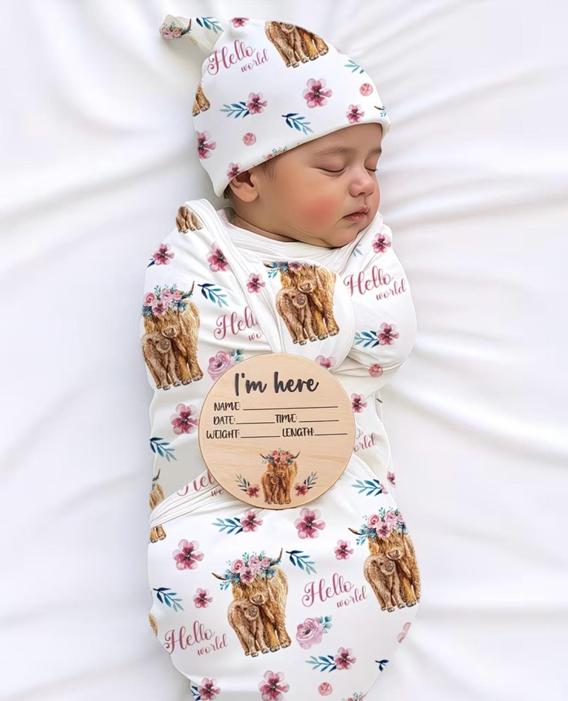 Personalised Highland Cow Baby Gift Set