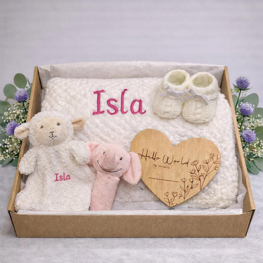 Personalised Lamb Baby Gift Set