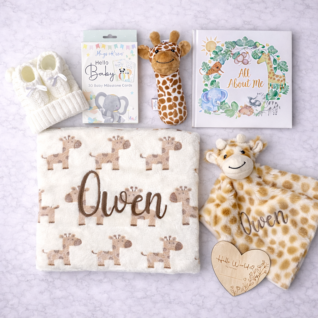 Personalised Giraffe Baby Gift Box