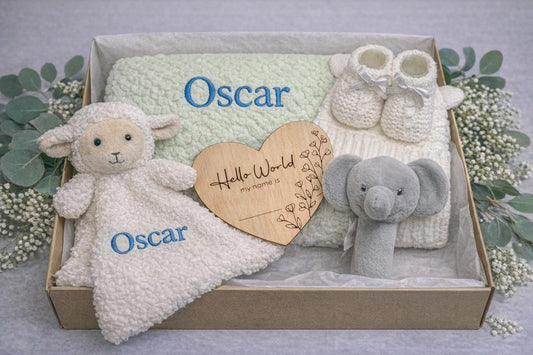 Personalised Lamb Baby Gift Set
