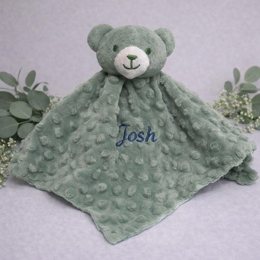 Personalised Teddy Bear Comforter Green