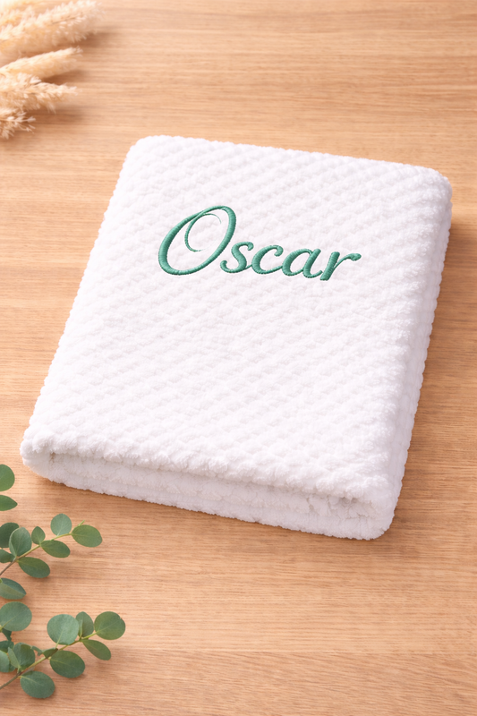 White Personalised Baby Blanket