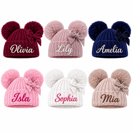 Personalised Pom Pom Bow Hat