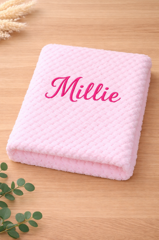 Pink Embroidered Baby Blanket
