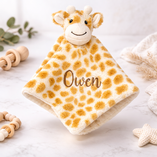 Personalised Giraffe Comforter – Custom Baby Security Blanket