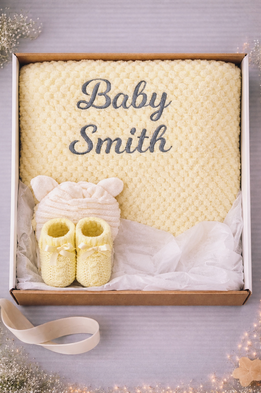 Personalised Yellow New Baby Gift Set