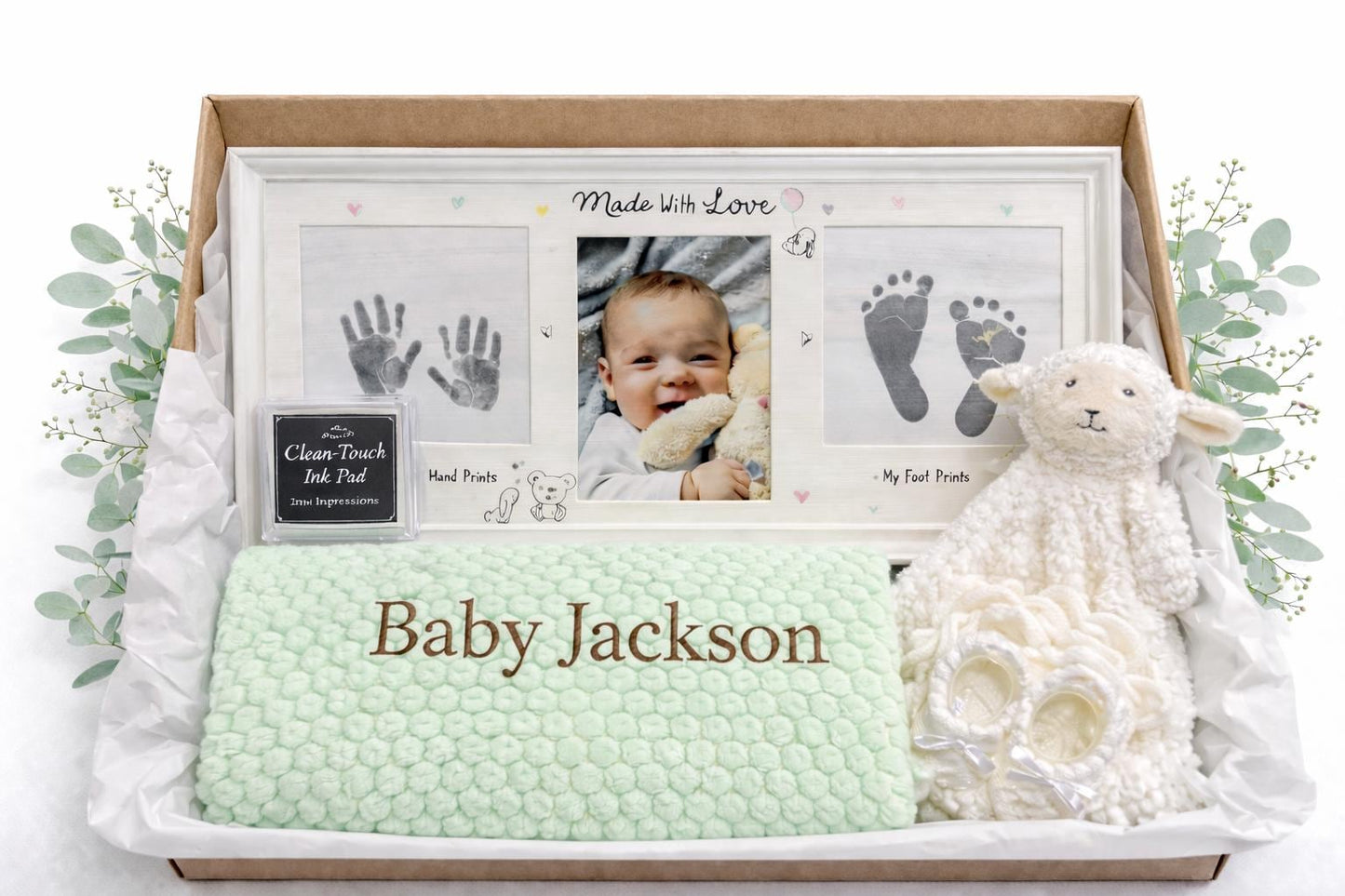 Personalised Baby Keepsake Gift Box – New born Memory Frame Set