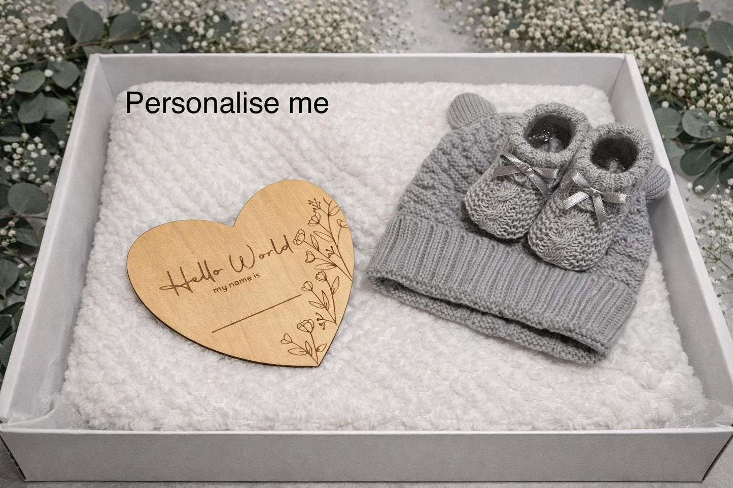 White Personalised New Baby Gift Box