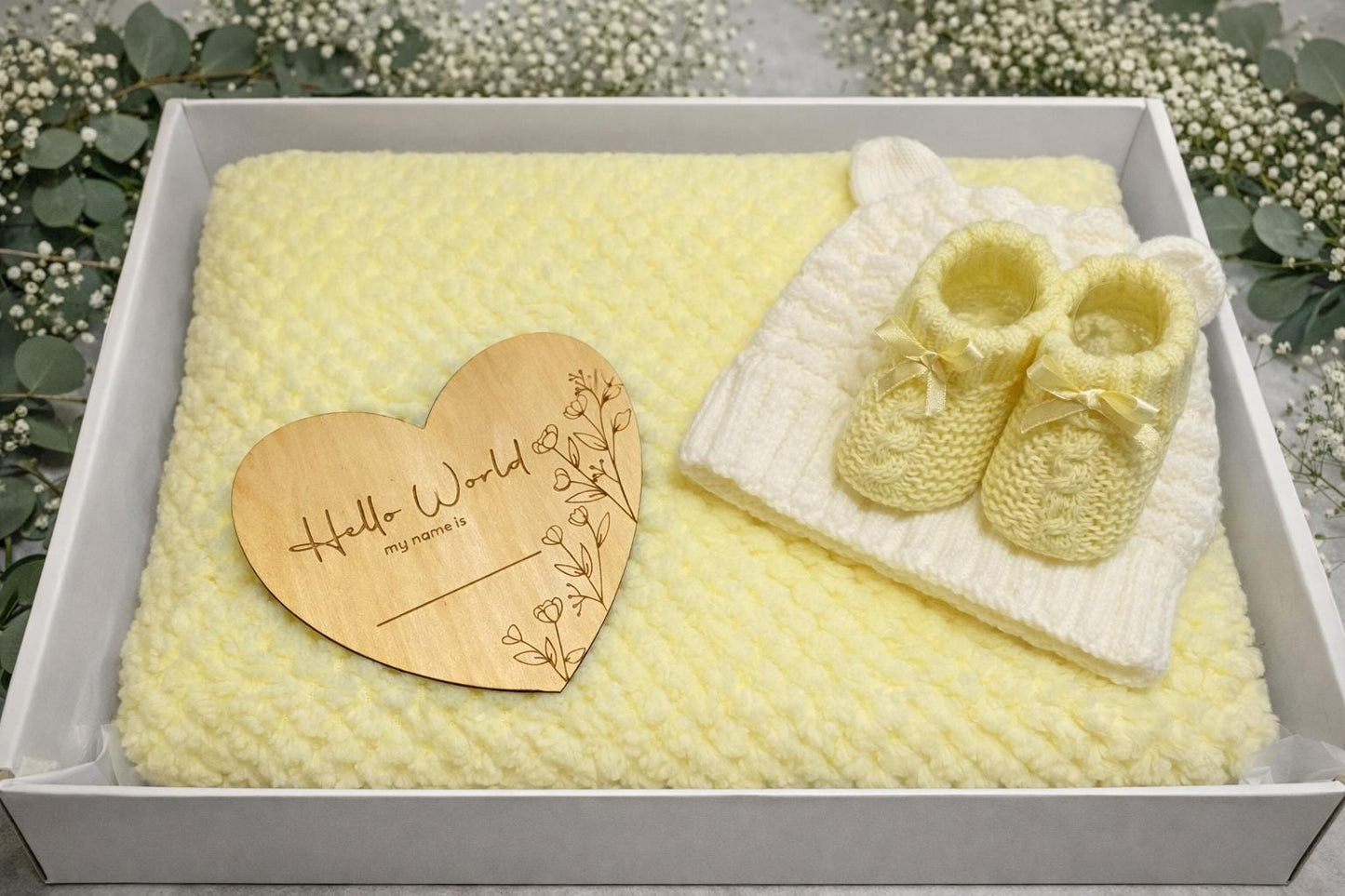 Personalised Yellow New Baby Gift Set