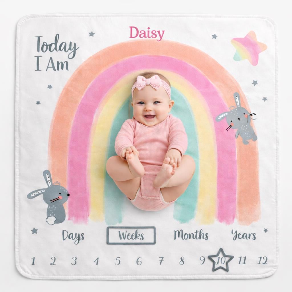 Personalised Rainbow Baby Gift Set