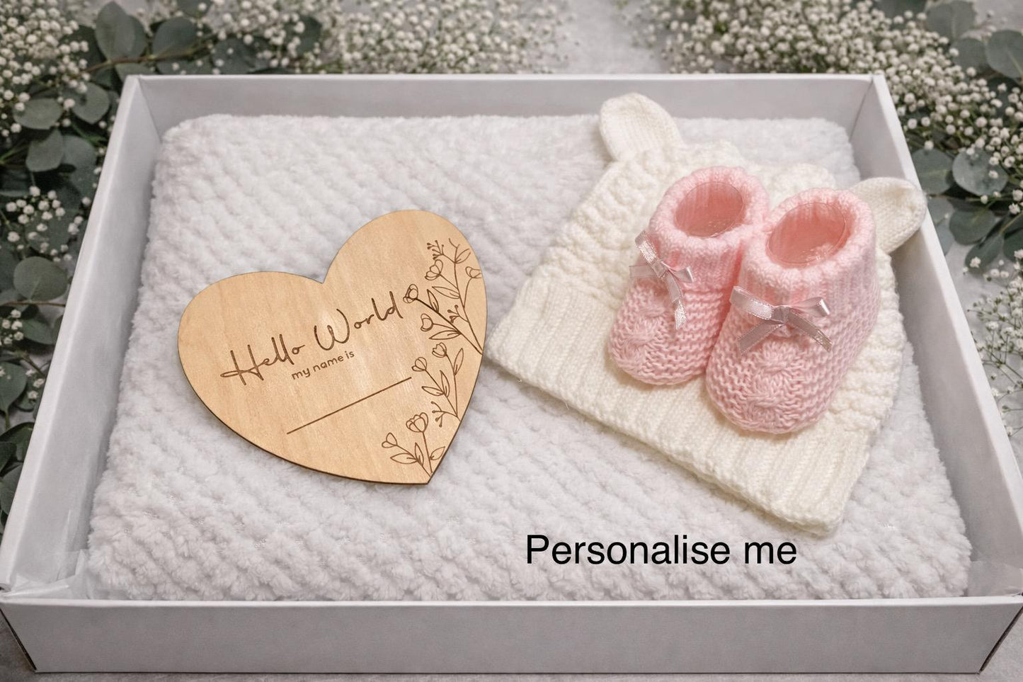 White Personalised New Baby Gift Box