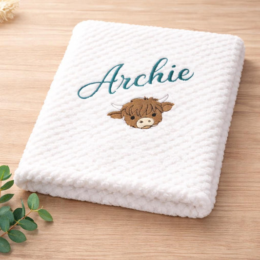 Personalised Highland Cow Baby Gift , Scottish themed gift