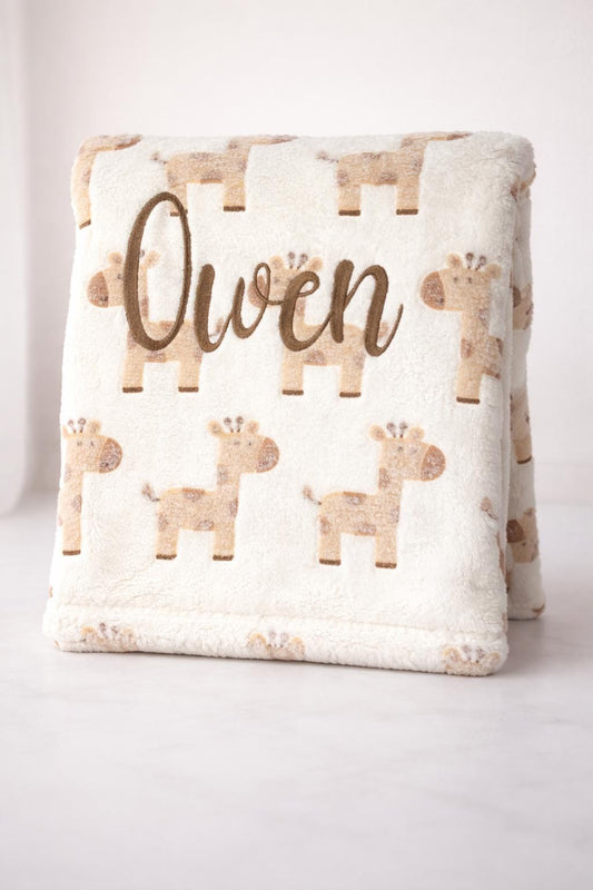 Personalised Giraffe baby blanket