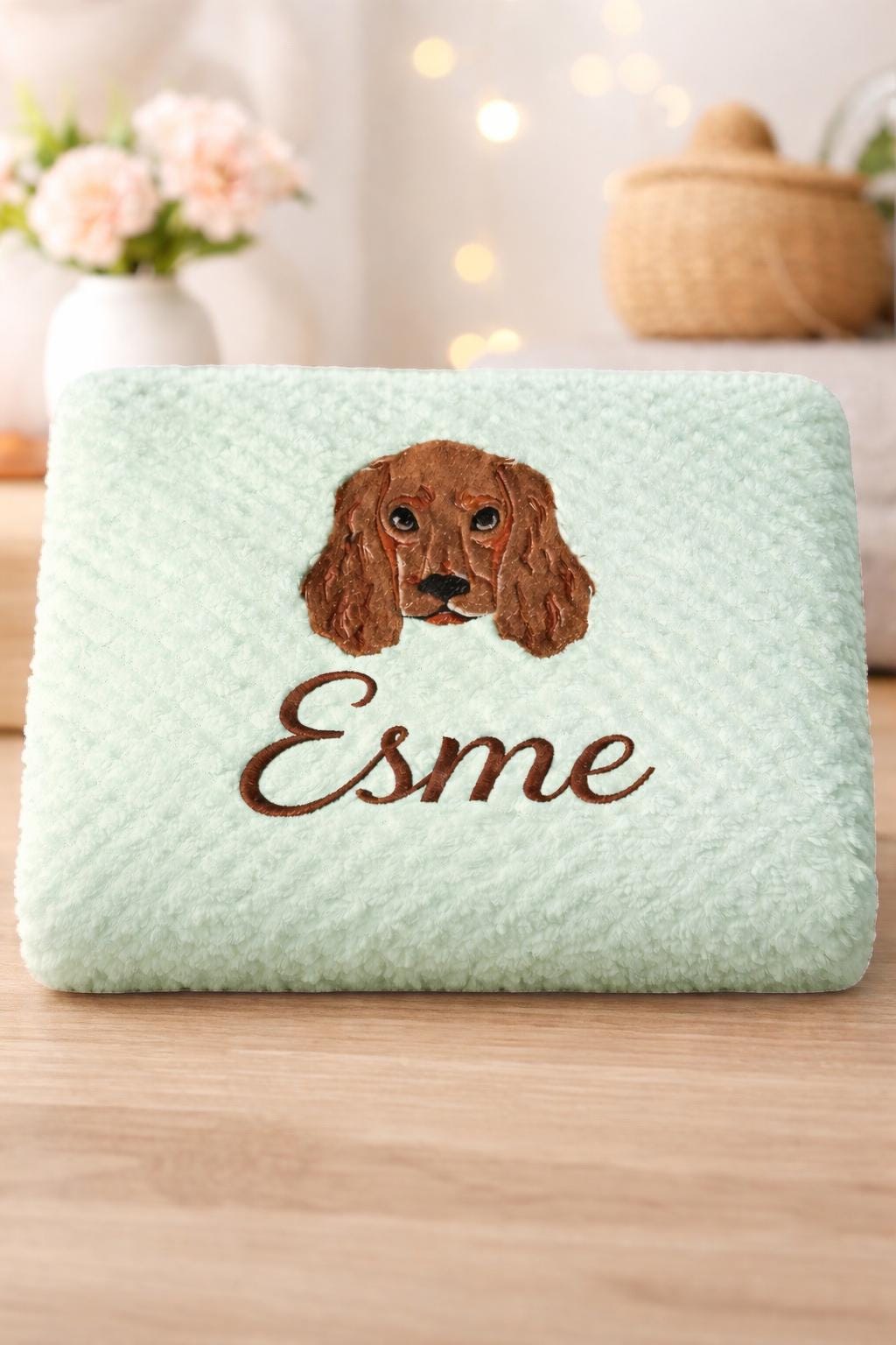 Cocker Spaniel Embroidered baby blanket