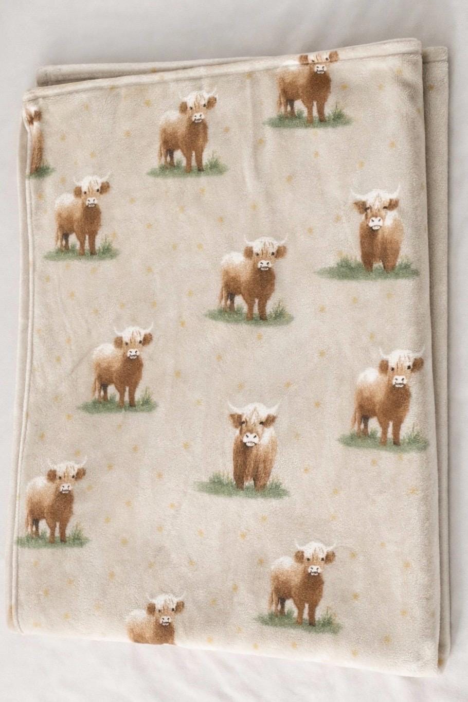 Highland Cow Baby Blanket Personalised