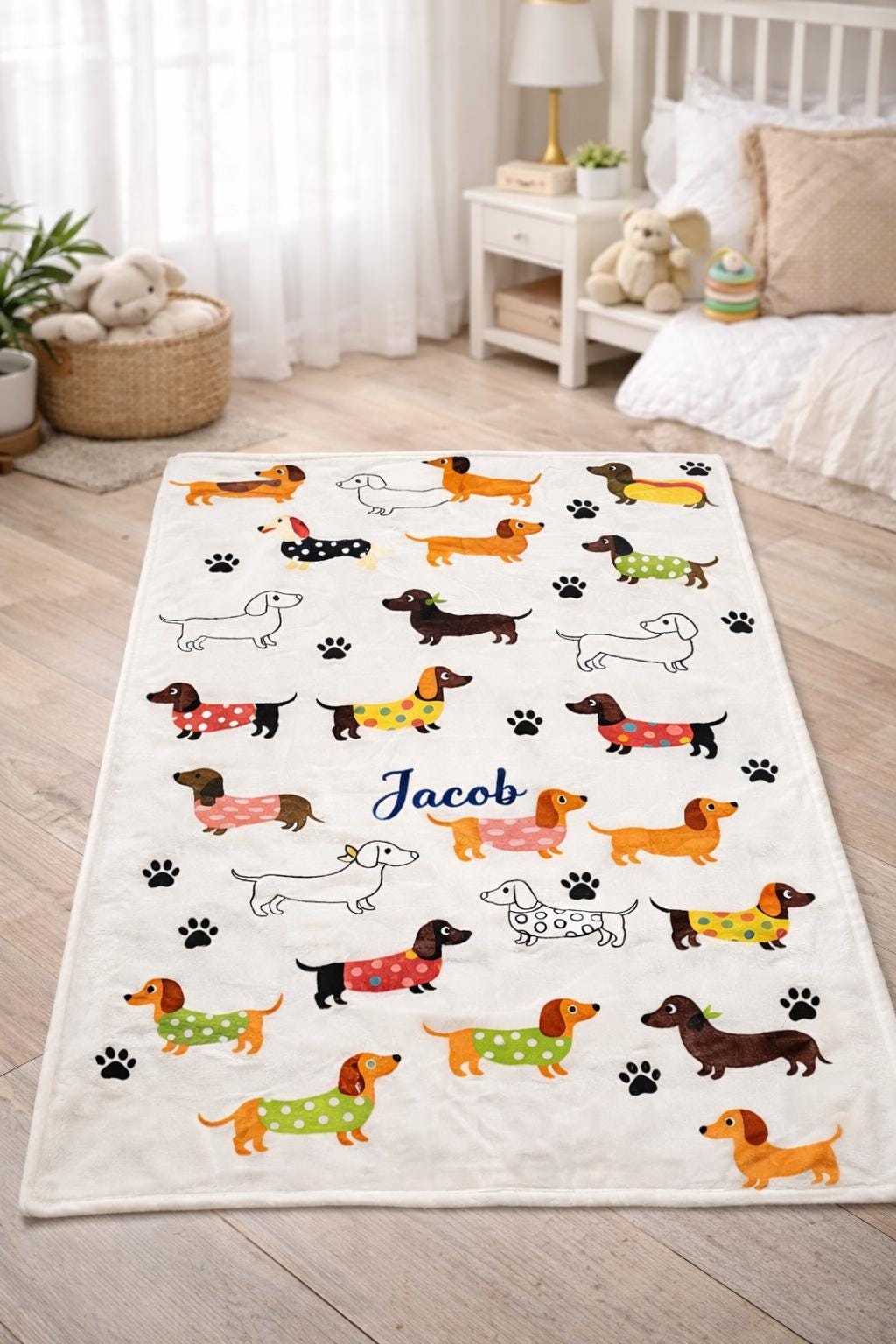 Personalised Dachshund Baby Blanket