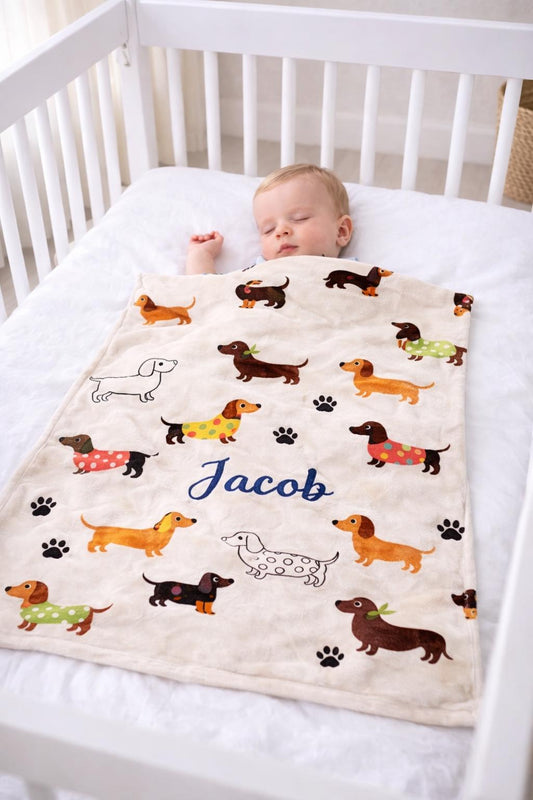 Personalised Dachshund Baby Blanket