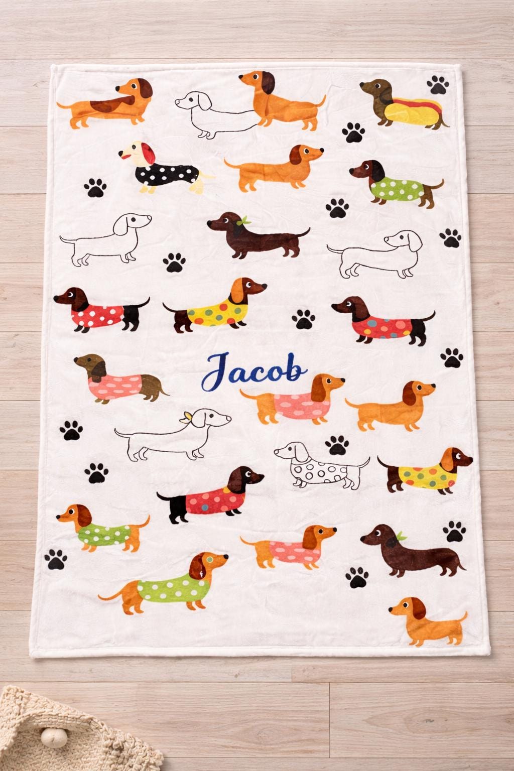 Personalised Dachshund Baby Blanket