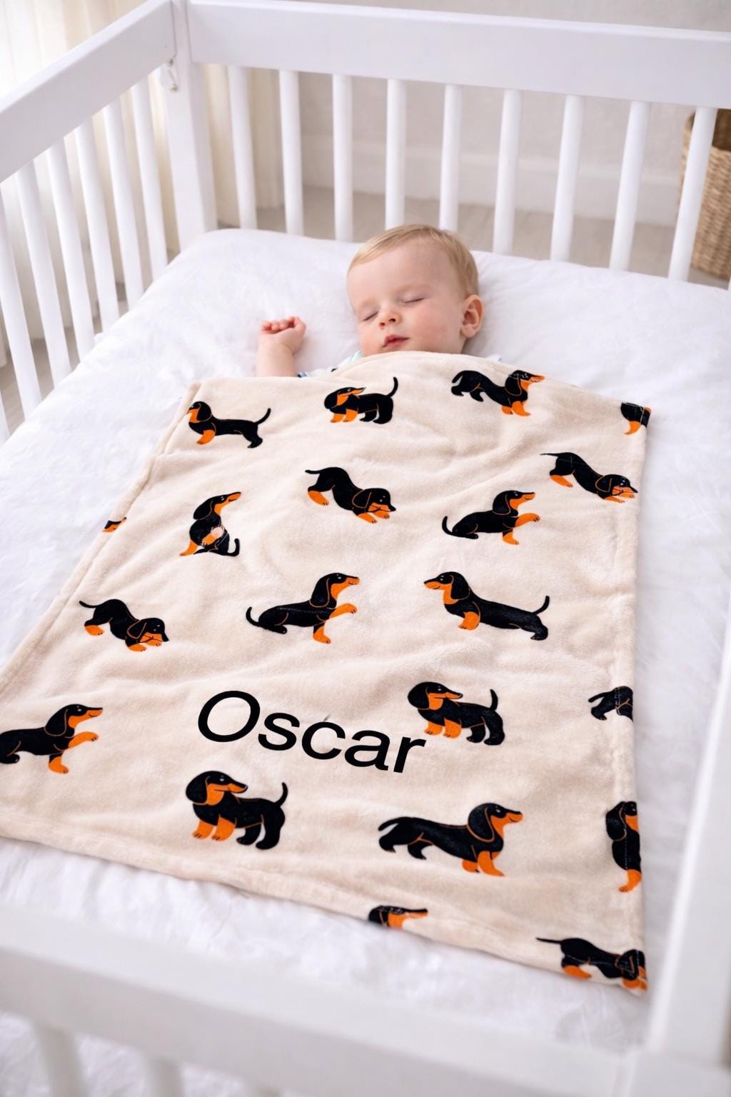 Personalised Dachshund Baby Blanket