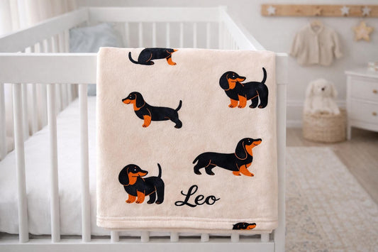 Personalised Dachshund Baby Blanket