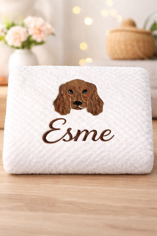 Cocker Spaniel Embroidered baby blanket