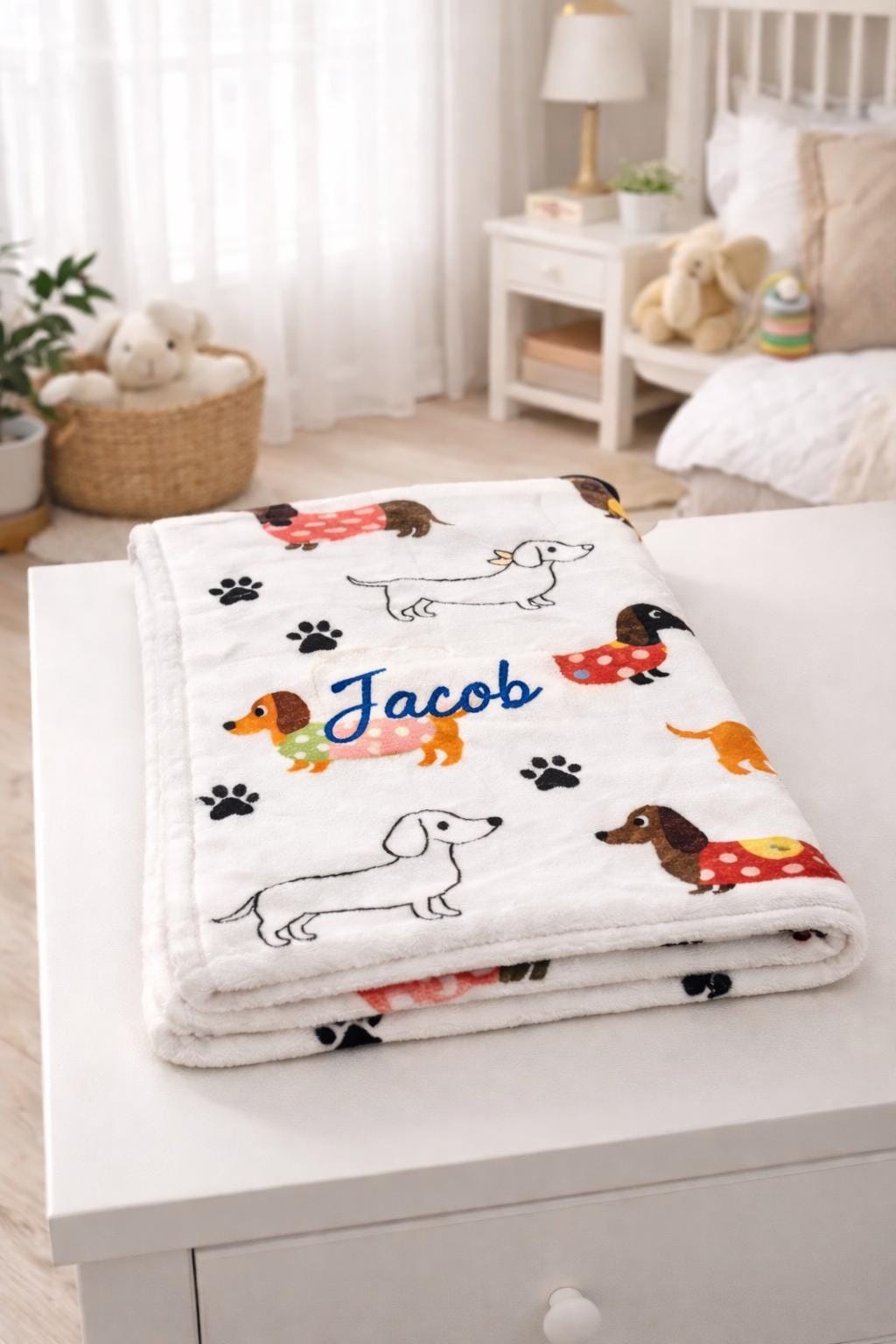 Personalised Dachshund Baby Blanket