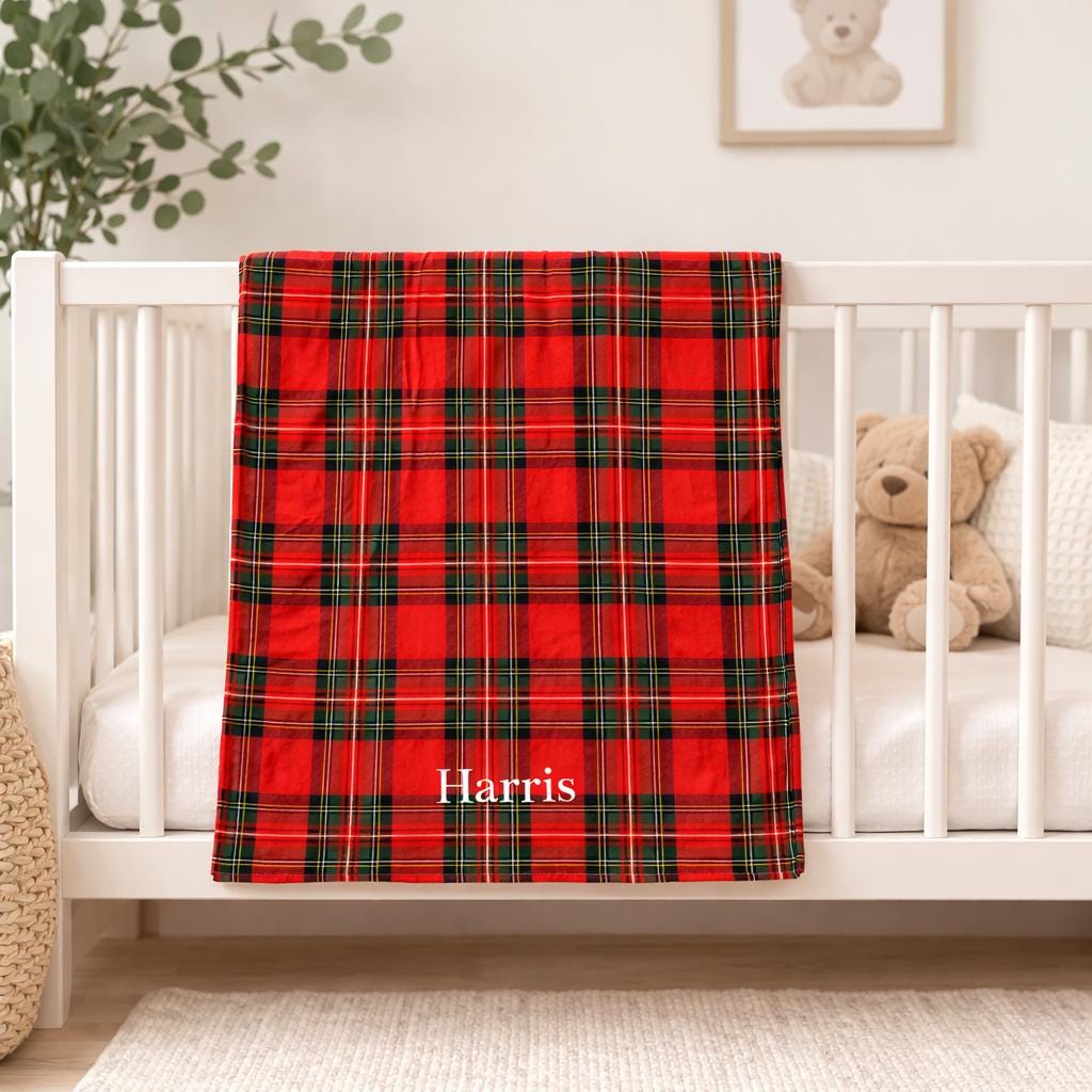 Personalised Tartan Baby Blanket