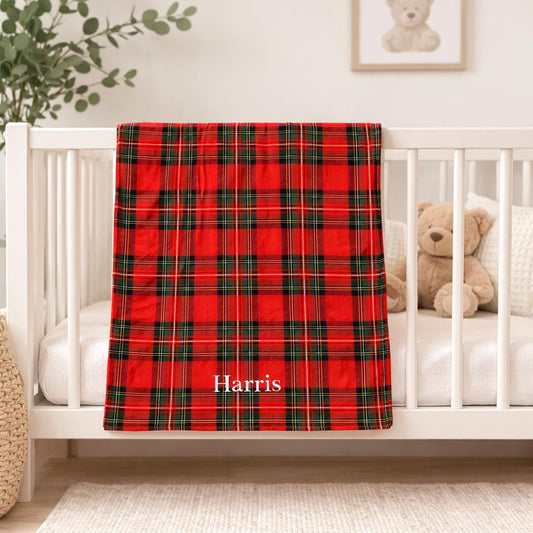 Personalised Tartan Baby Blanket