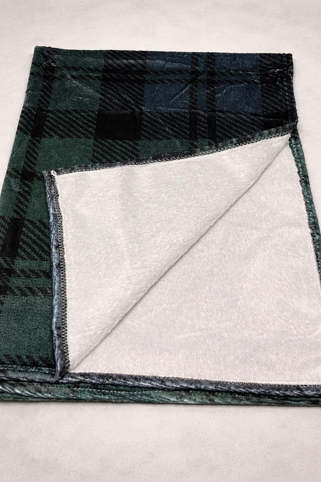 Personalised Tartan Baby Blanket |  Green Check Baby Blanket | Scottish Baby Shower Gift | Digital Printed Brushed Minky Blanket