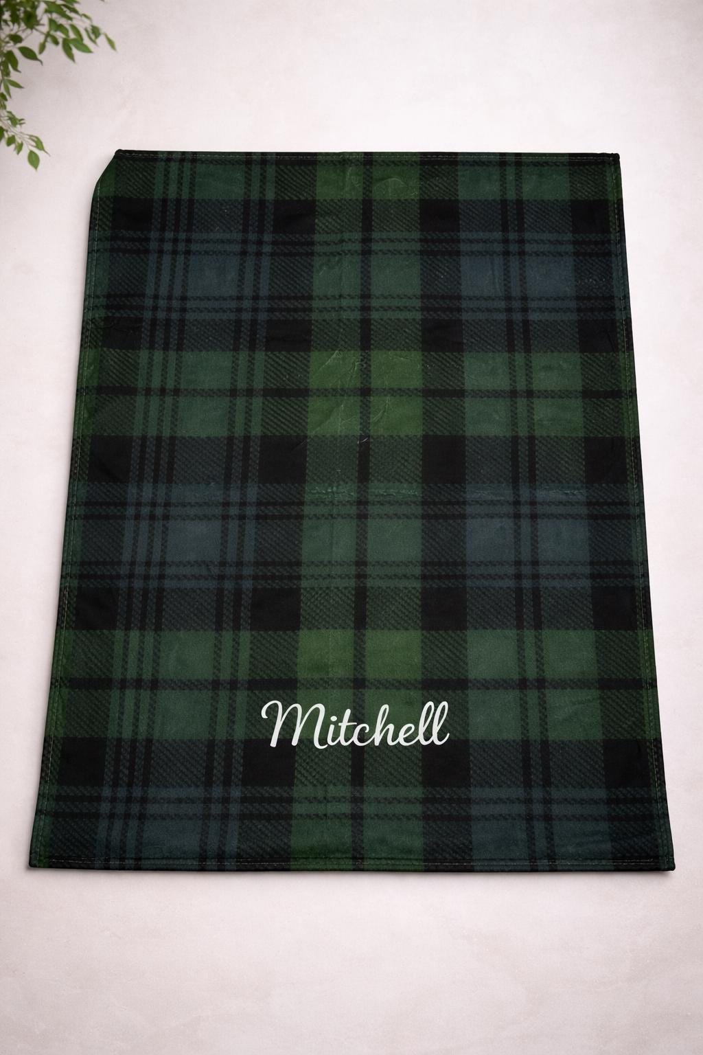 Personalised Tartan Baby Blanket |  Green Check Baby Blanket | Scottish Baby Shower Gift | Digital Printed Brushed Minky Blanket
